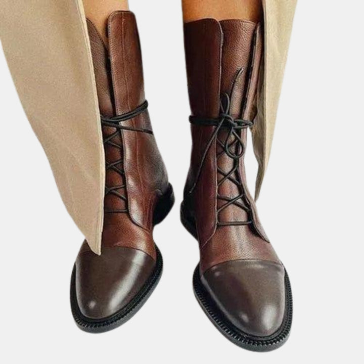 Zilpha | Classic Lace Up Ankle Boots with Cap Toe