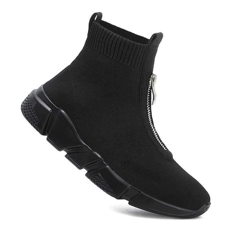 Zoe | Sock Ankle Boots with Front Zipper
