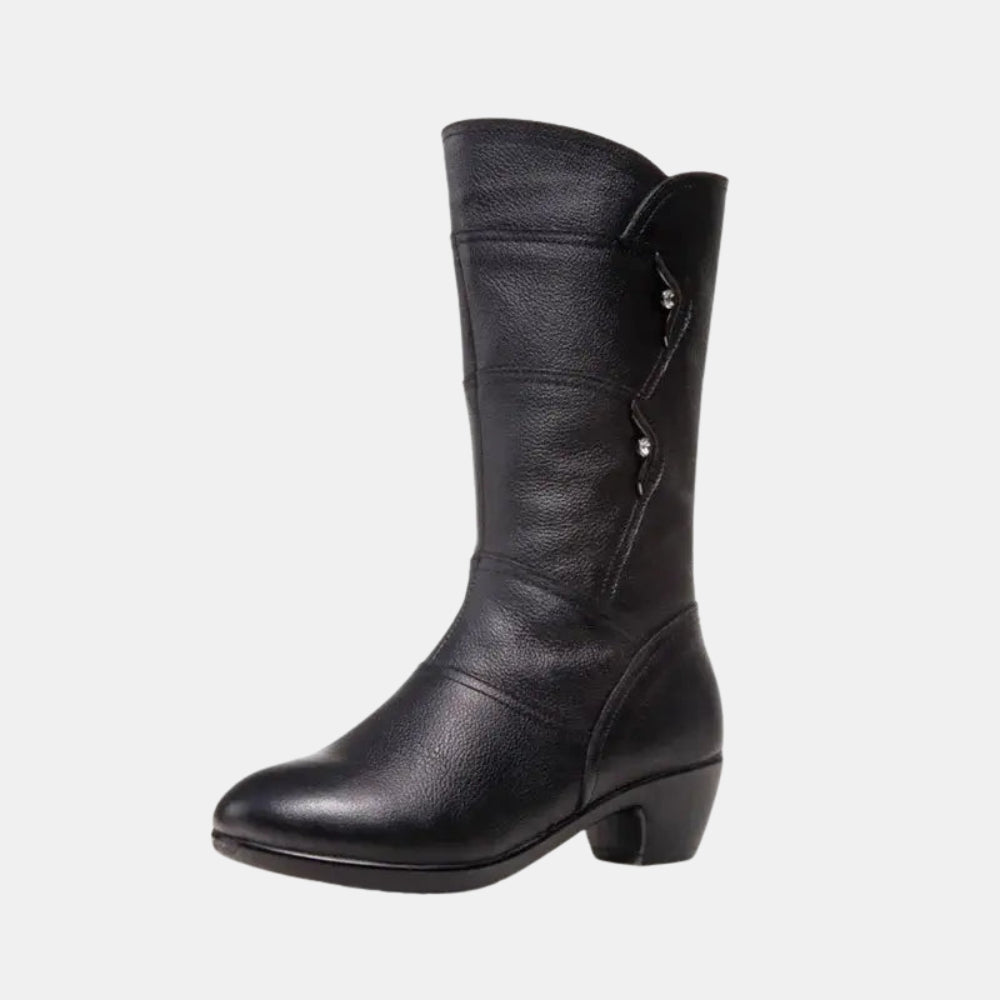Zora | Classic Mid Calf Boots with Side Zipper