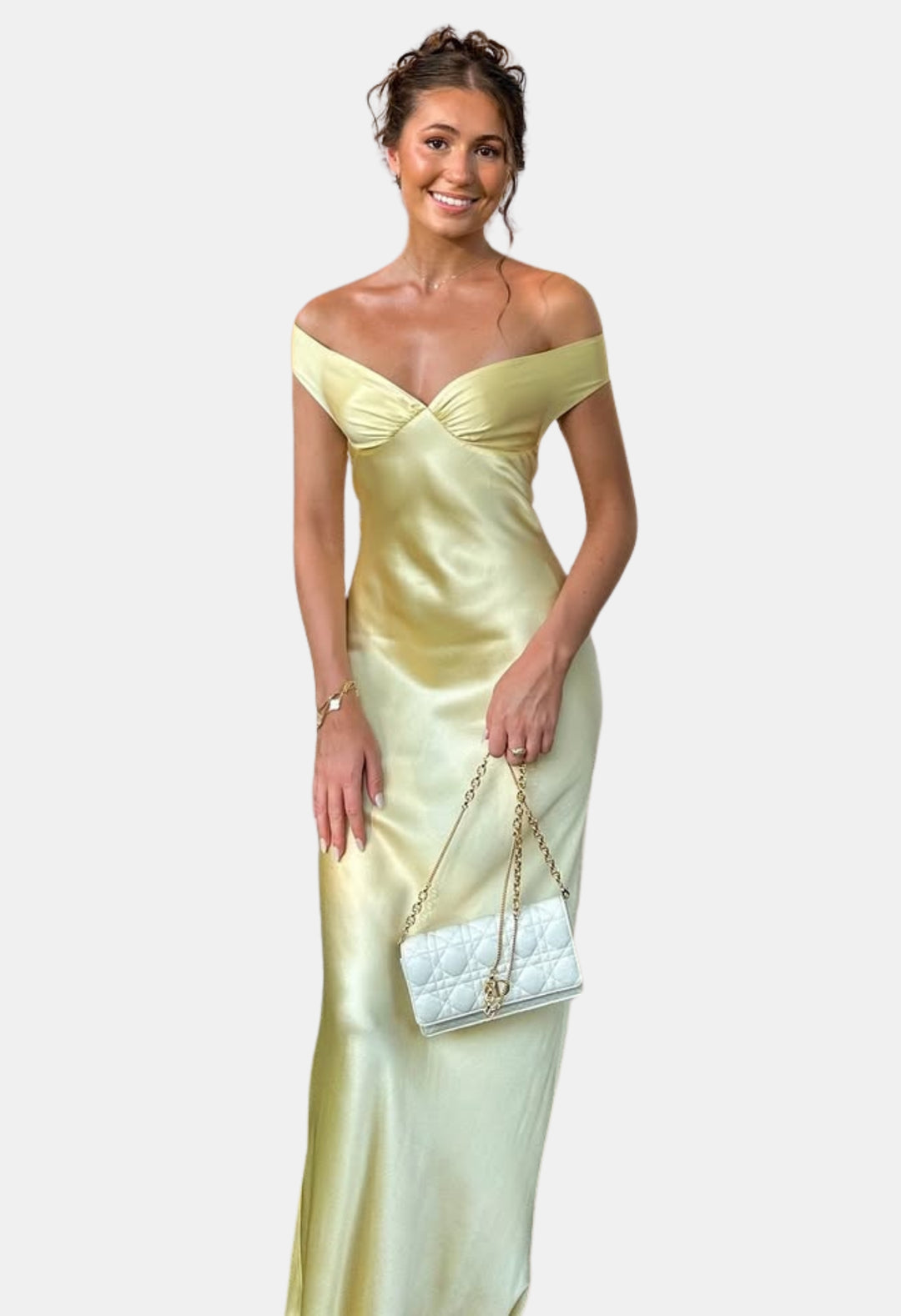 Zoryvella | Wedding Guest Off Shoulder Satin Maxi Dress