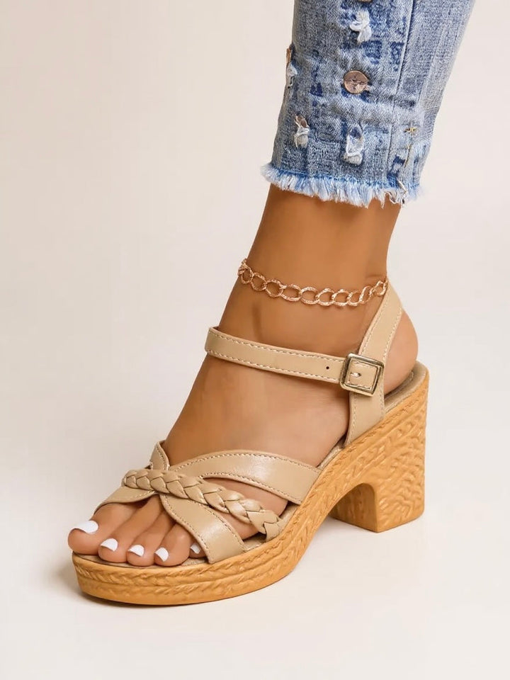 Jasmine | Braided Block Heel Sandals