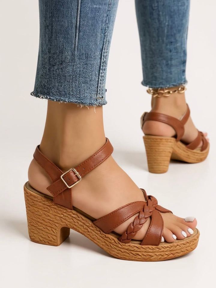 Jasmine | Braided Block Heel Sandals
