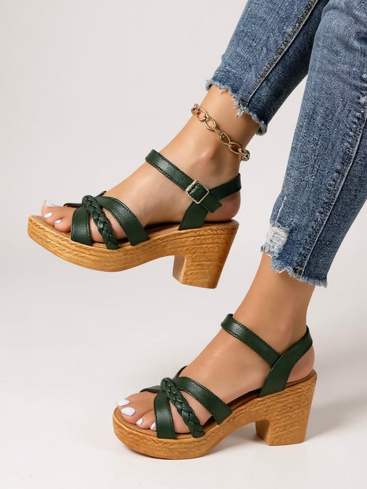 Jasmine | Braided Block Heel Sandals