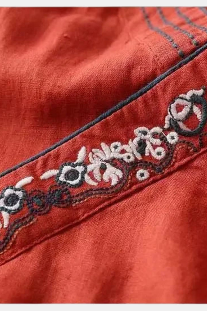 Zynora | Embroidered Wrap Blouse with V Neck
