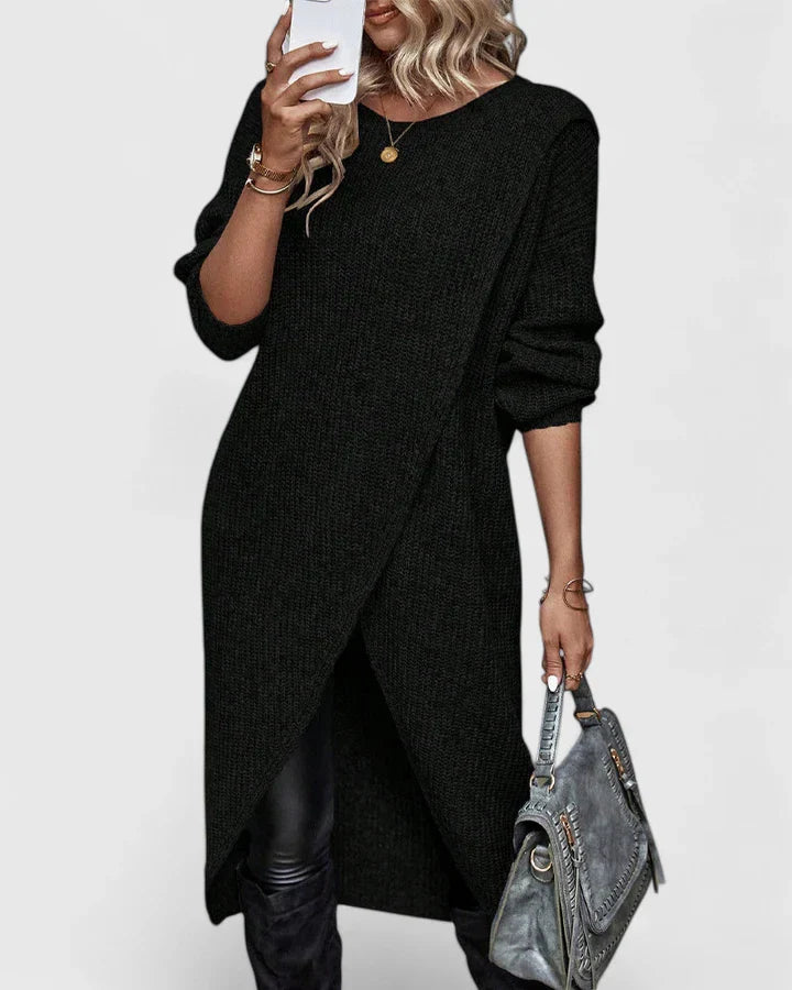 Zynoria | Modern Knit Sweater Dress with Asymmetric Hem