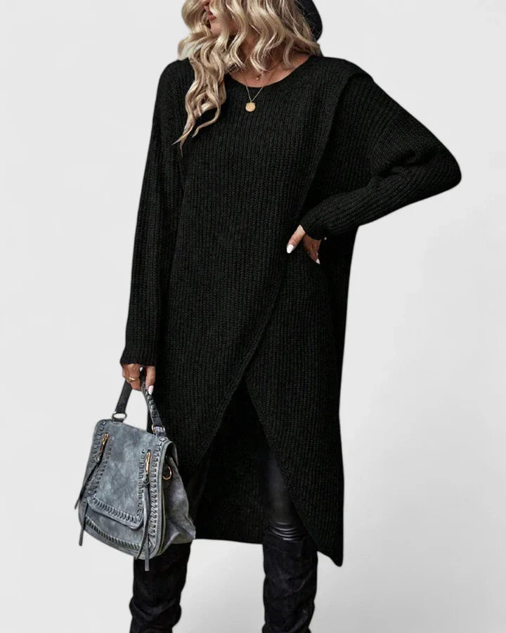 Zynoria | Modern Knit Sweater Dress with Asymmetric Hem