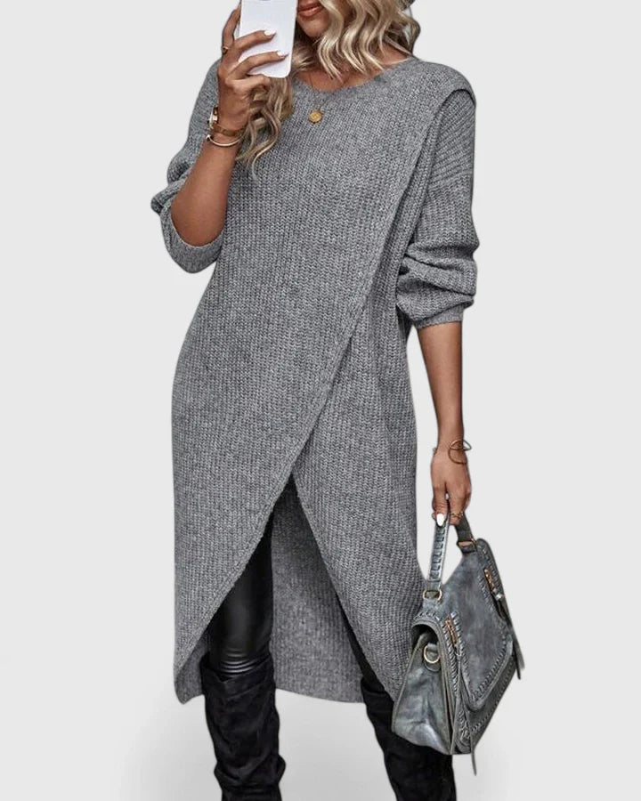 Zynoria | Modern Knit Sweater Dress with Asymmetric Hem