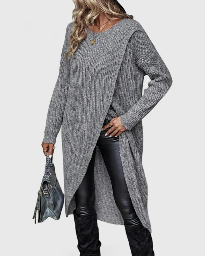 Zynoria | Modern Knit Sweater Dress with Asymmetric Hem