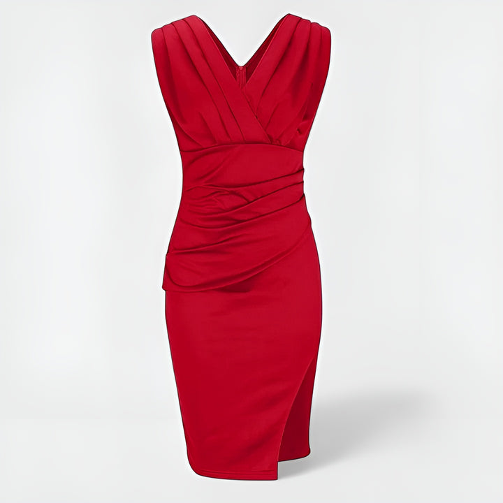Zyvendra | Elegant Sheath Dress with V Neck and Slit
