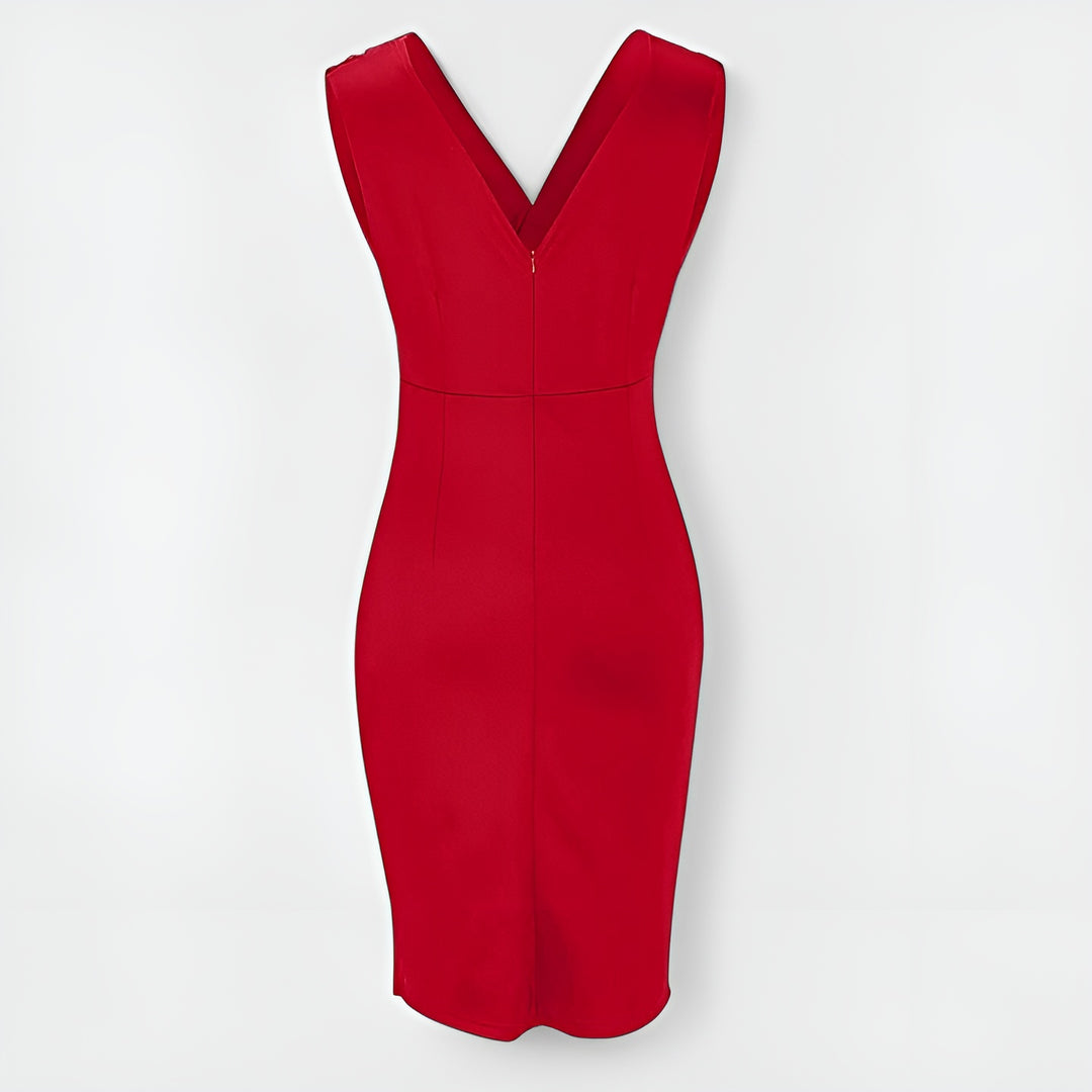 Zyvendra | Elegant Sheath Dress with V Neck and Slit
