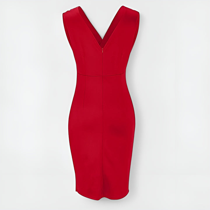 Zyvendra | Elegant Sheath Dress with V Neck and Slit