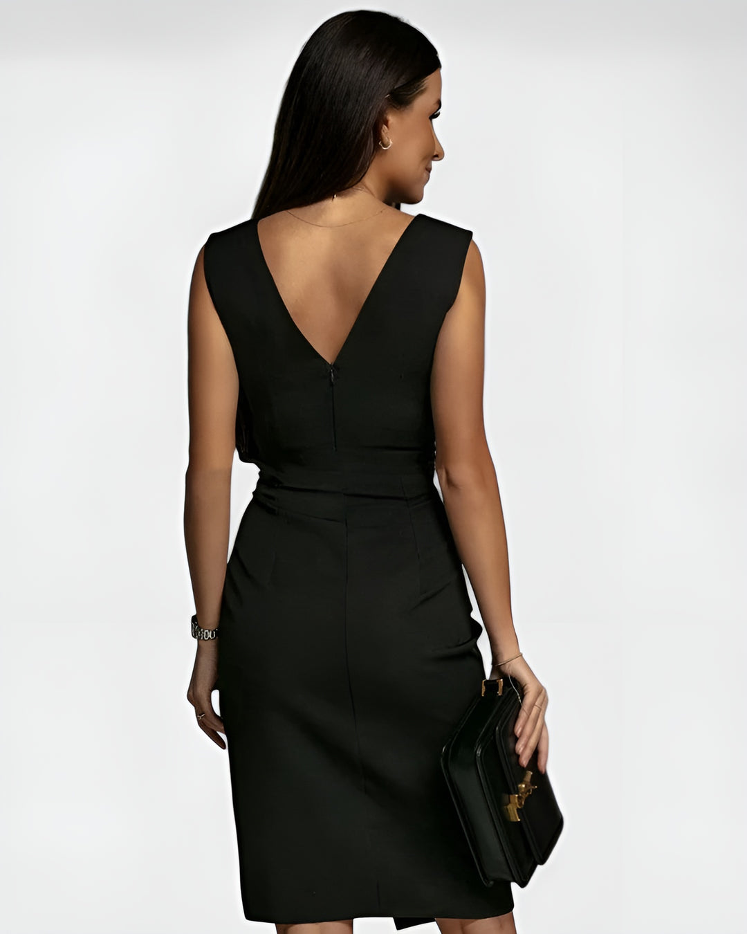 Zyvendra | Elegant Sheath Dress with V Neck and Slit